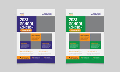 Vector school admission flyer design