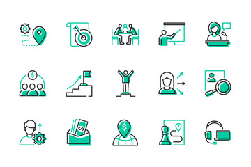 Business and management - modern line design style icons set