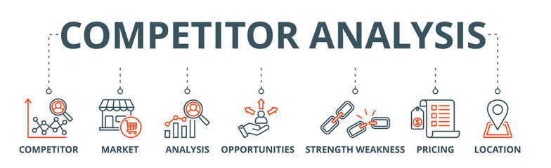 Competitor analysis web icon vector illustration concept with icon of competitor, market, analysis, opportunities, strength weakness, pricing, location