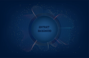 Abstract dark Geometrical Background Connection wave structure. Science background. Connecting dots and lines. Big data visualization and Business. round images.