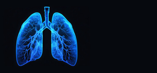 Hologram lung health care of the future. Modern medical science in the future. Generative AI - obrazy, fototapety, plakaty