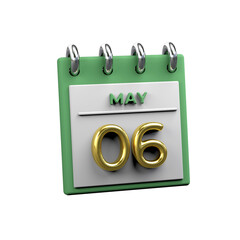 Monthly calendar 3D Render 06 May