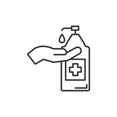 Disinfection of hands icon. 
Palm and antibacterial agent vector illustration.