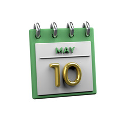 Monthly calendar 3D Render 10 May