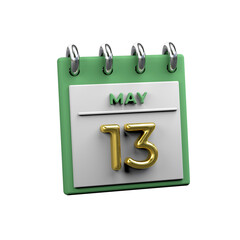Monthly calendar 3D Render 13 May