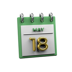 Monthly calendar 3D Render 18 May