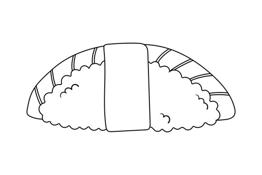 recommend clip art: Japanese food sushi with salmon in the flat doodle style. vector illustration for menu restaurant, food delivery