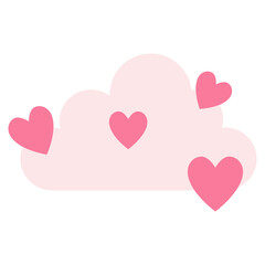cloud with hearts. romance flat icon illustration