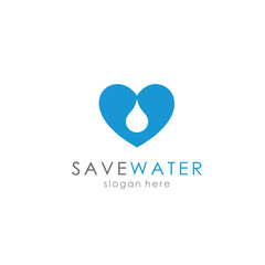 logo save water, keep water clean. love and water logo icon. 