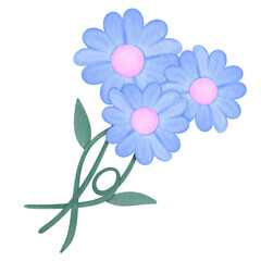 blue flowers watercolor illustration 