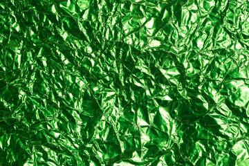 abstract Crumpled green foil background