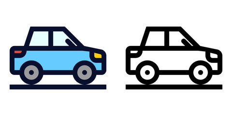 Car. Color and Line Icons	
