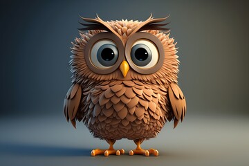 Obraz premium Cute owl genrative AI