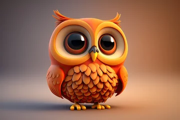 Papier Peint photo autocollant Dessins animés de hibou Cute owl genrative AI