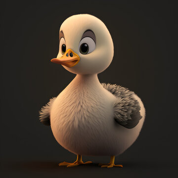 Cute Cartoon Goose 3D Rendered