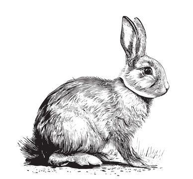 Rabbit sketch hand drawn Vector illustration