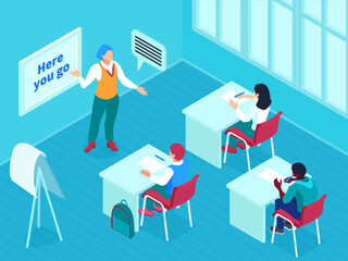 Language Class Isometric Background