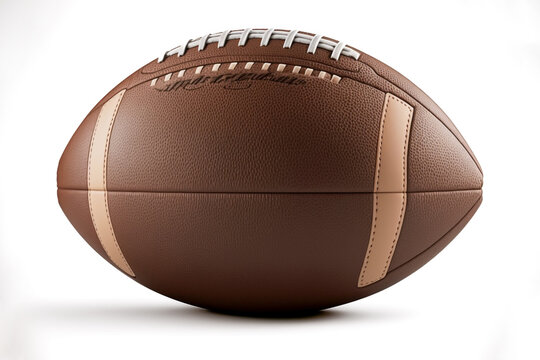 An image of a single, American football on a plain white background symbolizes the power and intensity of the sport. Generative AI