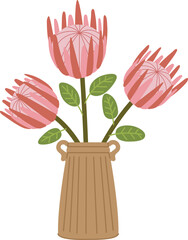 Flowers in vase icon. Decorative floral composition. Beautiful botany