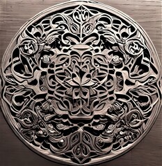 Handcrafted Wooden Floral Engraving as a Decorative Background.