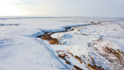 Snow-covered hilly fields v2