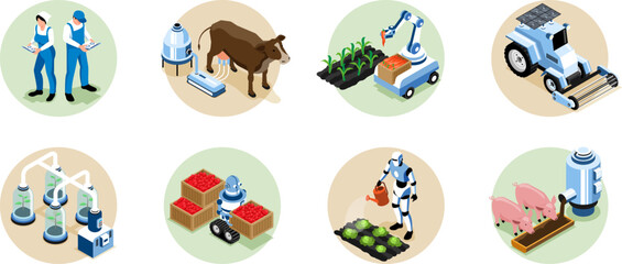 Isometric Smart Farm Composition Set
