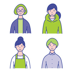 20代〜40代女性の上半身イラスト素材【セット】