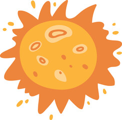 Shining sun drawing. Cute summer weather print
