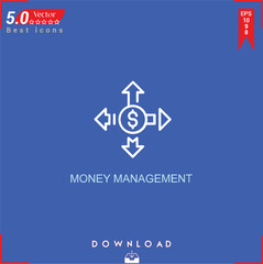 MONEY icon vector on blue background. Simple, isolated, flat icons, icons, apps, logos, website design or mobile apps for business marketing management,
UI UX design Editable stroke.EPS10