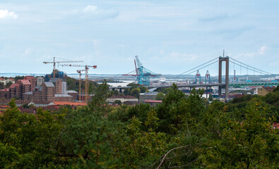 Landscape view of forest and city
