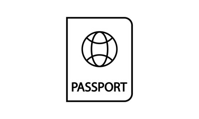 Black and white passport icon. Document symbol. Vector graphics for decoration.