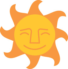 Happy sun with smiling face. Summer weather symbol