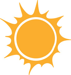 Shining sun symbol. Yellow summer heat icon