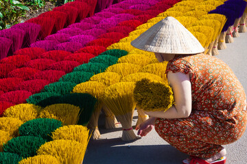 Making incense sticks in Hue, Vietnam