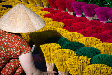 Making incense sticks in Hue, Vietnam