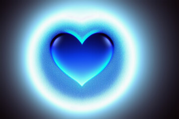 Glowing ice heart on blushing circle background AI Generated