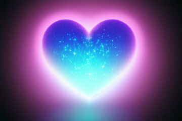Glowing colored blue heart shape concept AI Generated