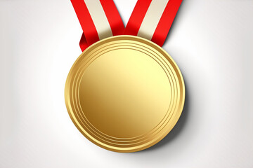 Champion gold medal with ribbon on background Generative AI.