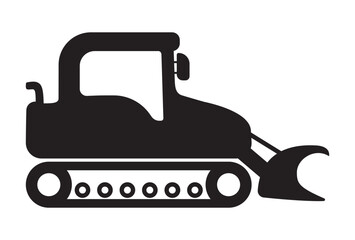 Bulldozer icon vector, black on white background