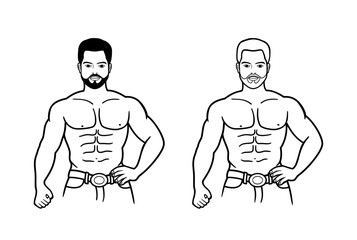 Vector illustration of a strong man with the beard.