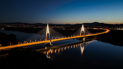 city and bridge by night