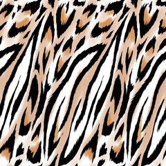 Seamless hand draw illustration leopard pattern, leopard skin, African animal texture.