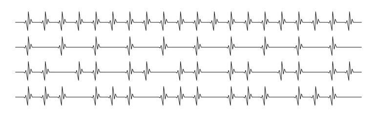 Editable line, ecg, ekg design, cardio diagnosis vector set. Heart rhythm long line vector design to use in healthcare, healthy lifestyle, medicine, ekg, ecg concept illustration projects. 