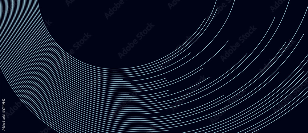Poster Abstract dark background with gray dynamic lines to horizon in perspective.