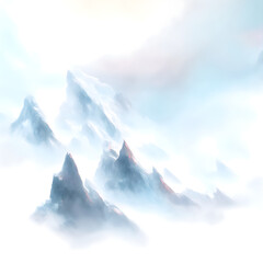 Ancient mountains. Ominous Science Fiction Atmosphere. Background. Generative AI
