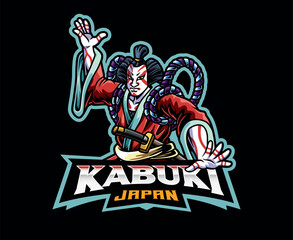 Kabuki Samurai Mascot logo Design