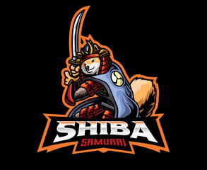Shiba Inu Samurai Mascot Logo Design