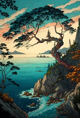 Astonishing landscape artwork Fusion made with Generative AI