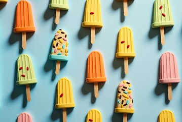 Bright colorful ice lolly popsicle on a plain made with Generative AI