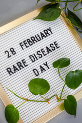 Rare disease day 28 February on a notice board